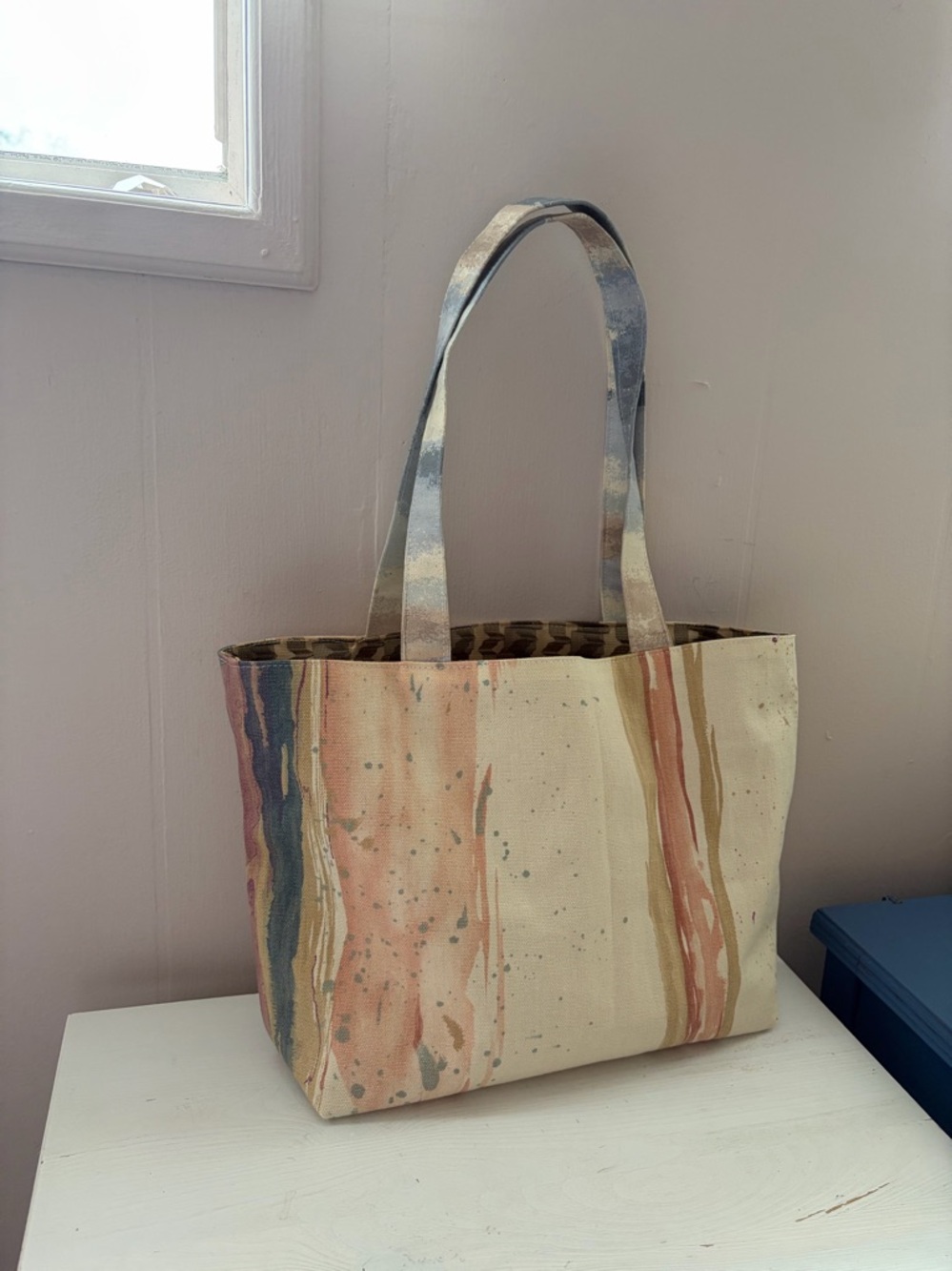 Handmade Artistic Abstract Canvas Tote Bag - Heavy Duty Lined Shopper